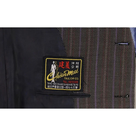 Bespoke Custom Black w/ Purple Stripes Polka Dot Sportcoat Blazer 40S - Picture 7 of 7